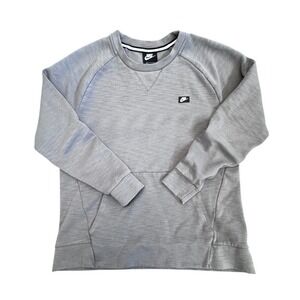 Nike Mens Sportswear Crewneck Sweatshirt Gray Textured Knit Pullover Large